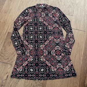 BCBGeneration Black Floral Long Sleeve Dress